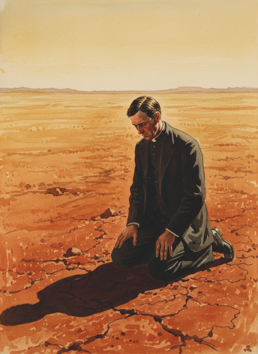 He wanted to weep; the last of his desire trickled away under the burden of his mortality, and he wrenched her arms from about his wretched body, sat back on his heels with his head sunken forward, seeming to become utterly absorbed in watching his hands tremble on his knees.
