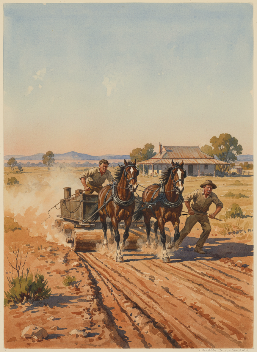 It bobbed and wallowed badly, but it stayed afloat long enough to be hauled out safely; rather than waste time dismantling the pontoons, the two impromptu postilions urged their mounts up the track toward the big house, the sheet of iron sliding along on its drums better than it had without them.