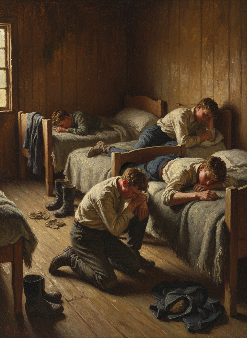 The boys were all in bed, so exhausted they could hardly manage to peel off their wet things before collapsing.
