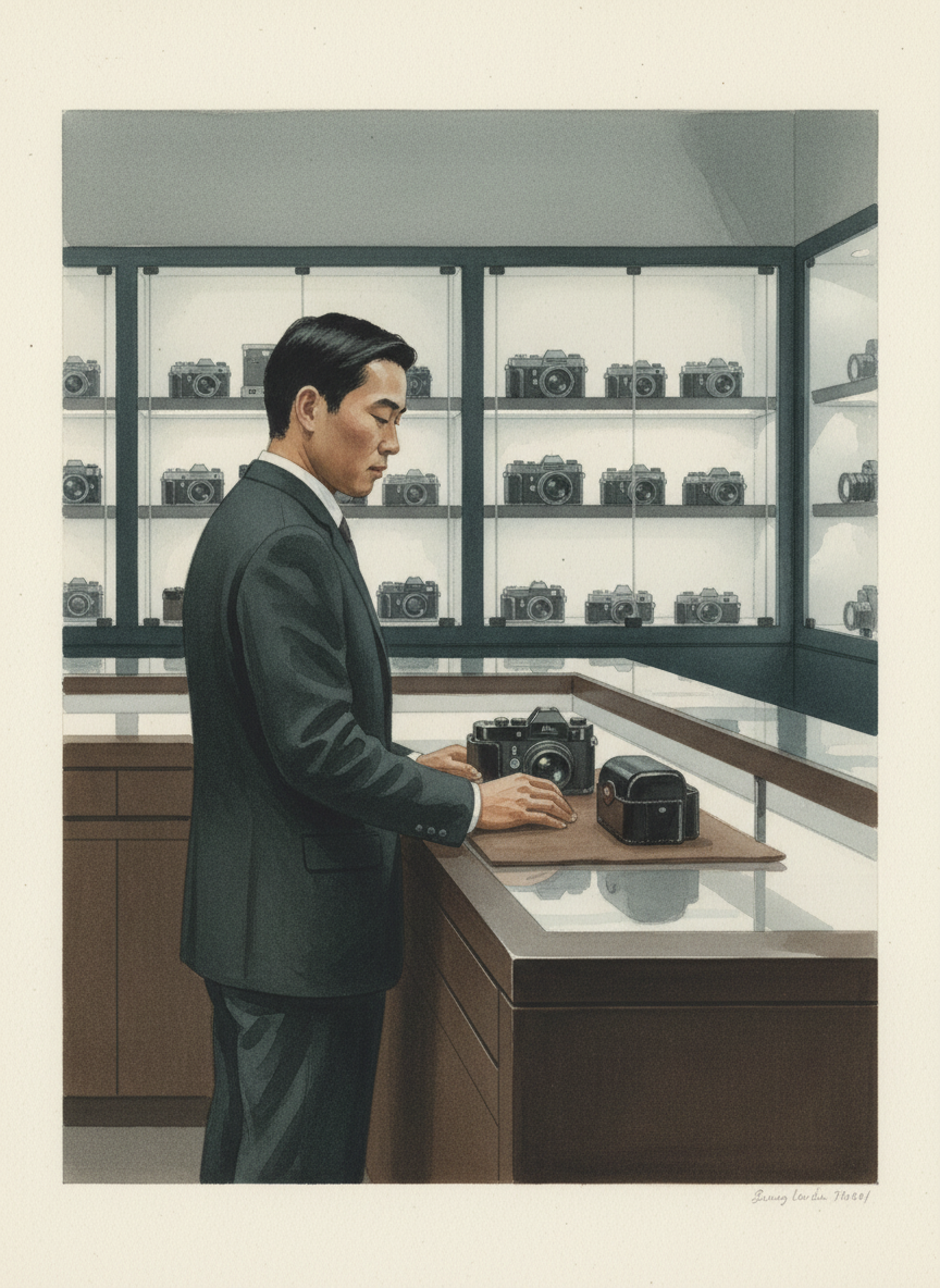 头两天我已替安弟买好了一份礼物,从我办公的大通广场转过去的华尔街上有一家莱卡专卖店,我在那家店里买了一副R系统最新型的相机,连同全套配件各种镜头,外带一只非常漂亮醒目的硬壳黑色真皮箱子,可以背在肩上的,一共花了近三千元。