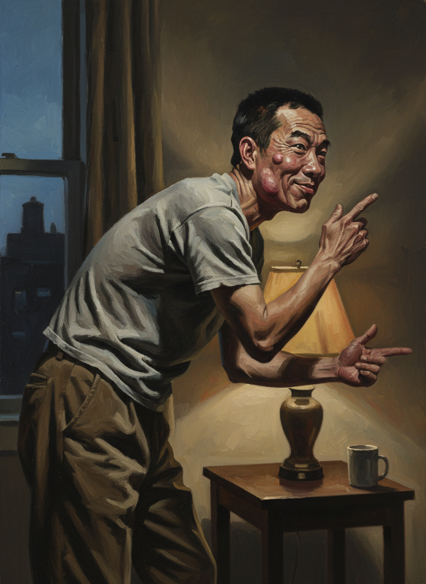 仔仔大概忘了他那张脸因瘤肿而变了形,学起东尼来,愈更丑怪滑稽。