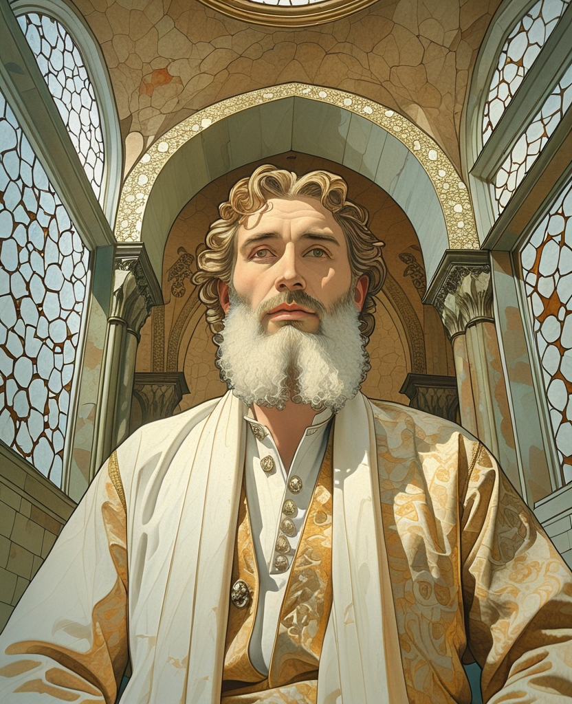 Whenever I contemplated illustrating and painting during my travels, the great master would appear in my mind’s eye as if he were Bihzad himself; now, in his white outfit and in the snow-white light falling through the window facing the Hagia Sophia, he looked as though he’d long become one of the spirits of the Otherworld.