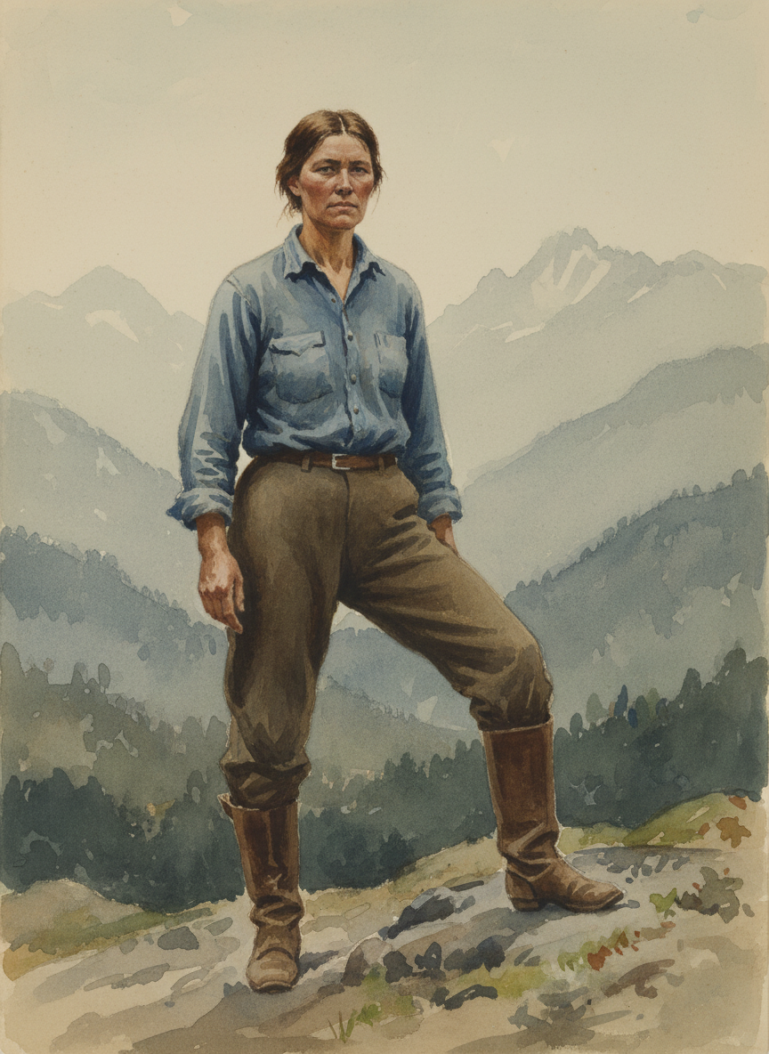 Her stance was commanding, one leg thrust forward in a powerful movement, more stride than step.