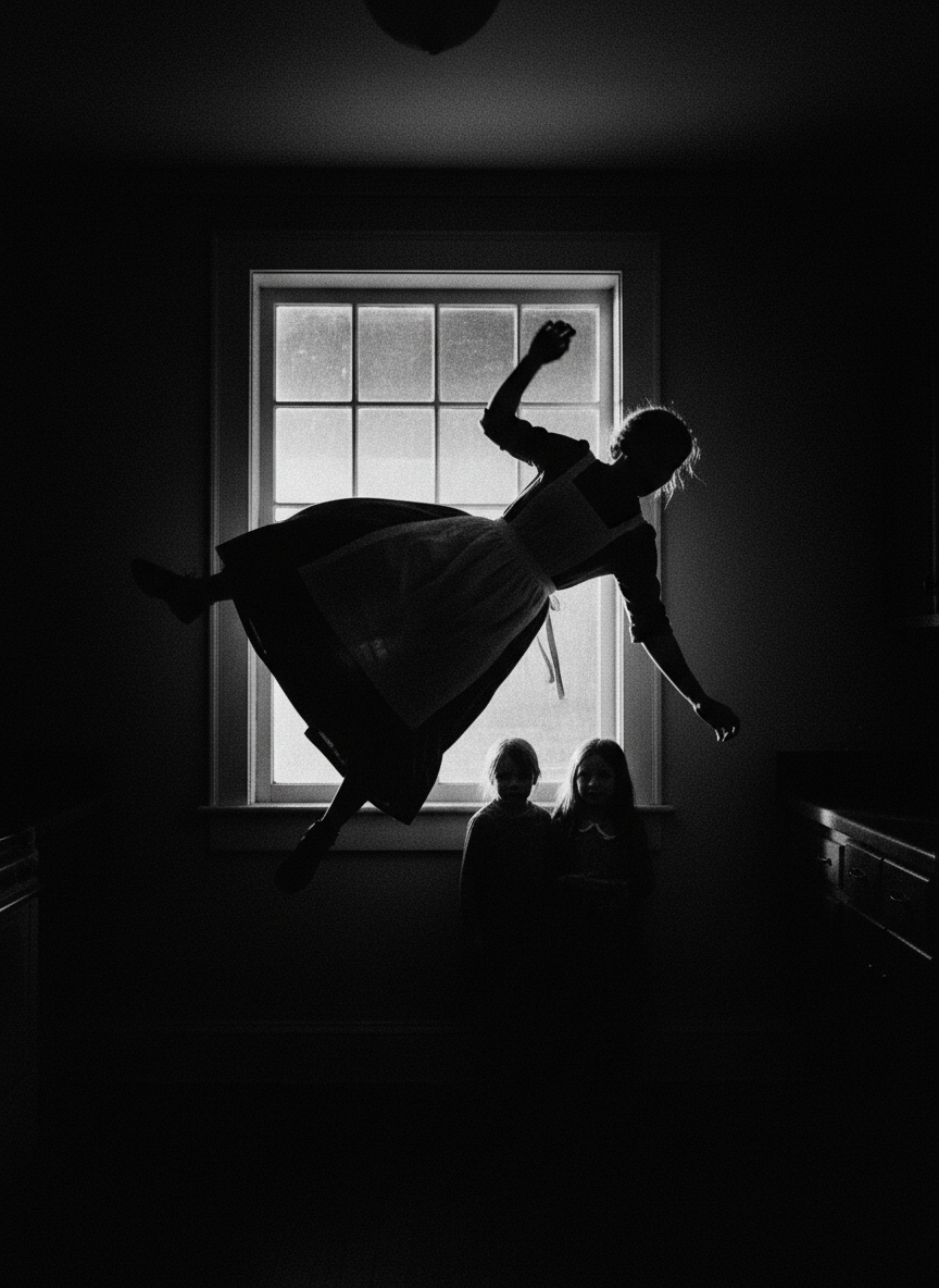 A shot echoes like the lash of a whip and she falls.