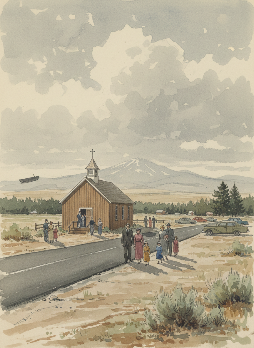 On Sundays, nearly everyone gathered at the church, a hickory-colored chapel just off the highway with the small, restrained steeple common to Mormon churches.