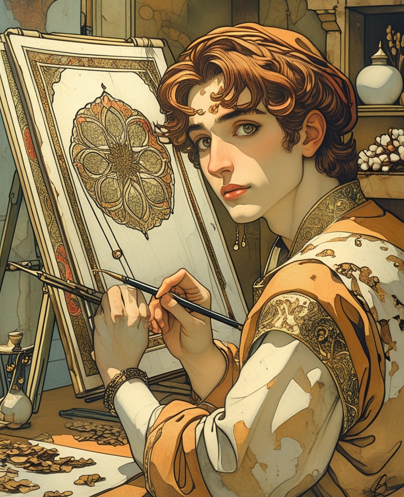 A dreamy-eyed young painter who was ruling out pages in the corner, lost in revery, raised his head from his folding work desk along with the others in the room and gave me a look that said, “Let this be your most honest answer.”