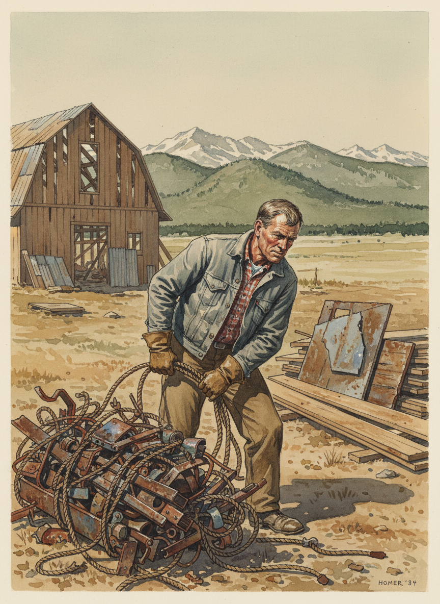 Dad always worked from sunup until sundown in the weeks before the first snow, trying to stockpile enough money from hauling scrap and building barns to outlast the winter, when jobs were scarce.