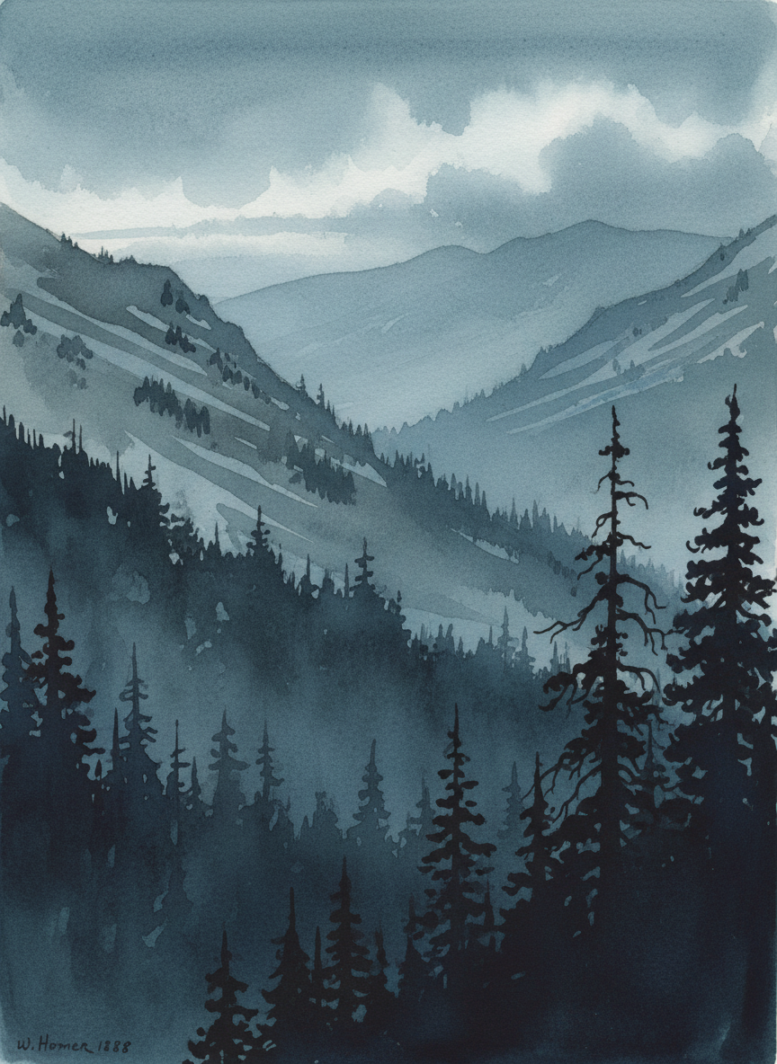 It would be past dusk by then—that moment just before night sets in, when the landscape is visible only as darkness and lighter darkness, and you feel the world around you more than you see it.