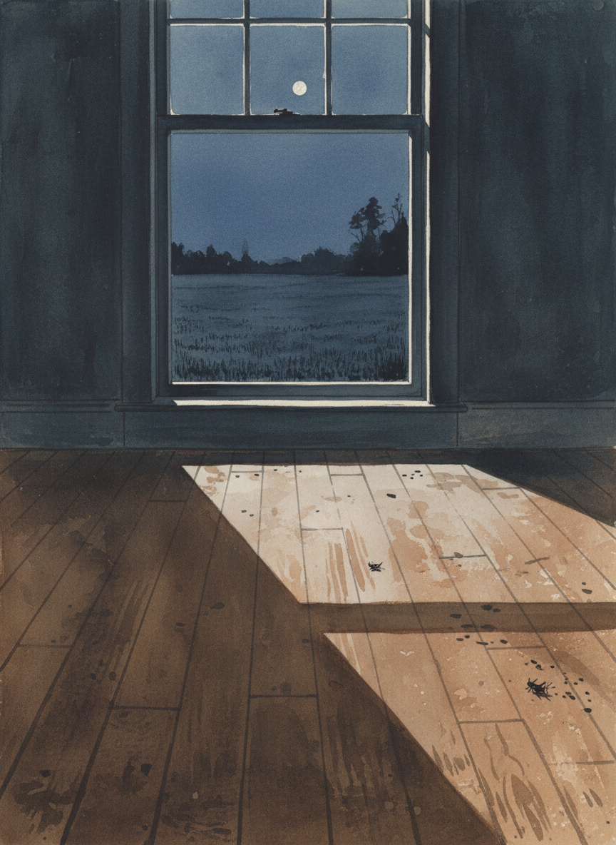 I pictured myself lying flat on the floor, still and silent, listening to the sharp chirp of crickets in the field.