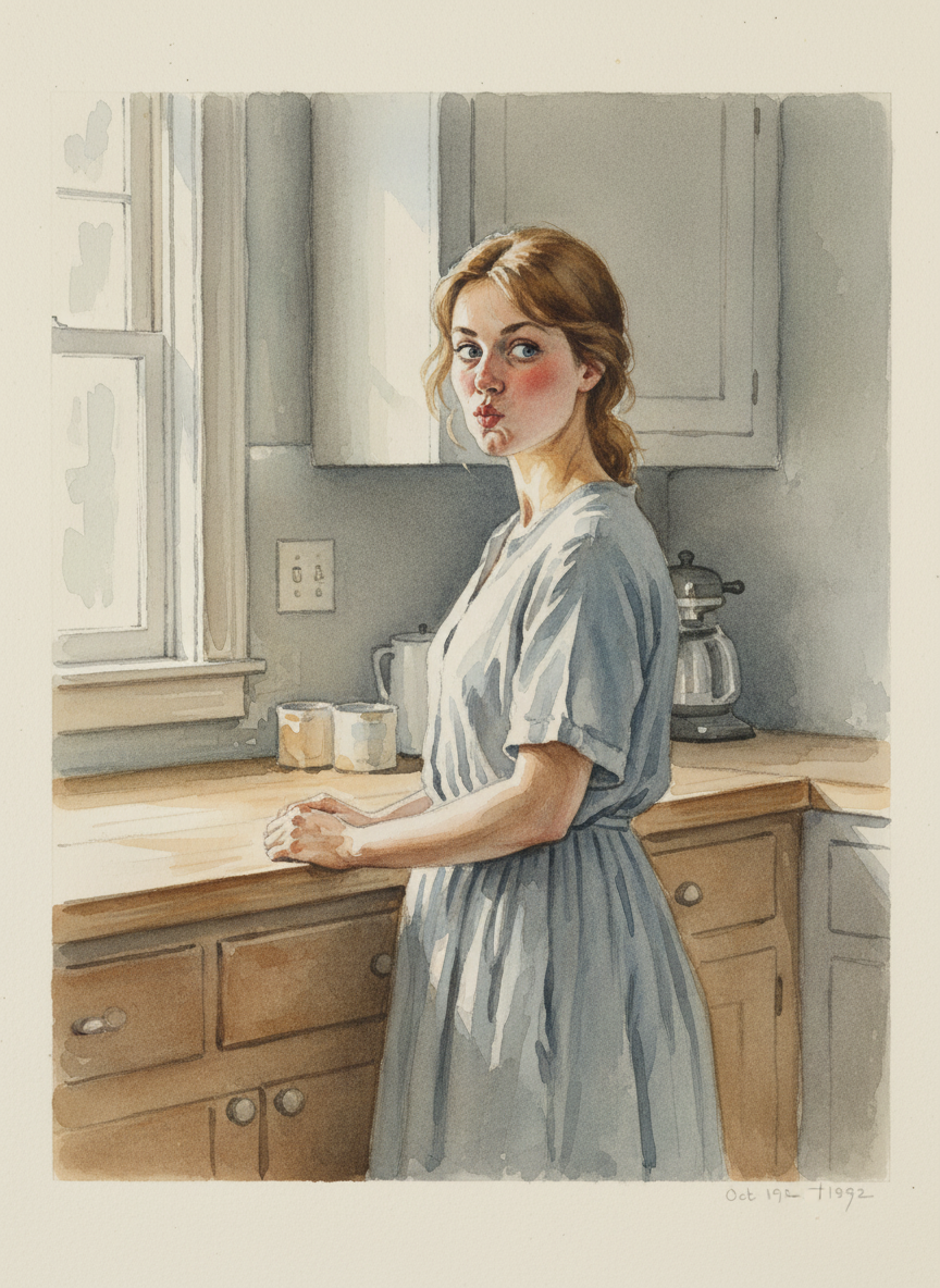 She put on a high, coquettish voice very unlike her own.