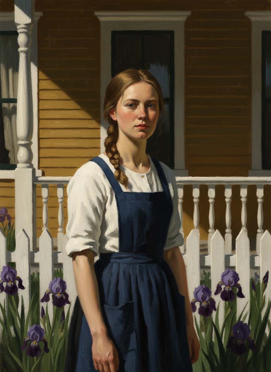 She grew up in town, in a yellow house with a white picket fence lined with purple irises.