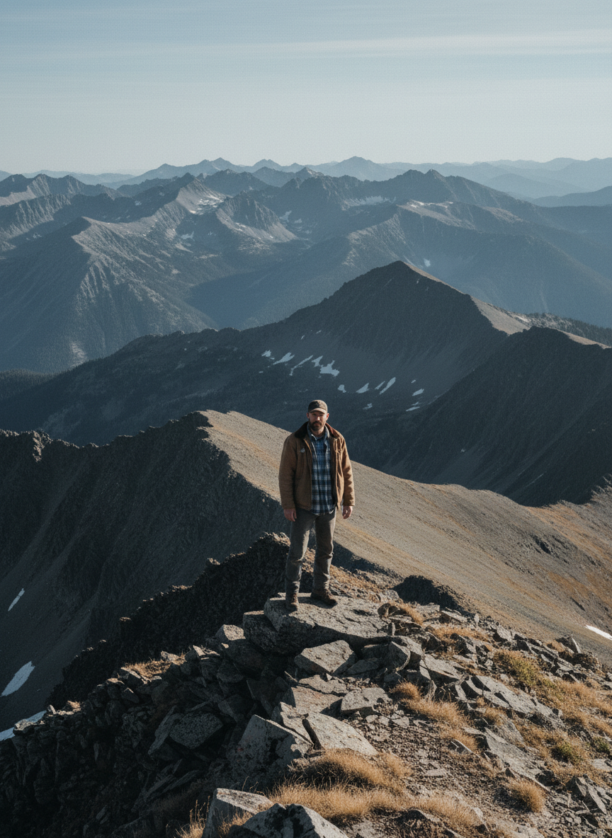 Dwarfed by the mountain, hushed by the wind.