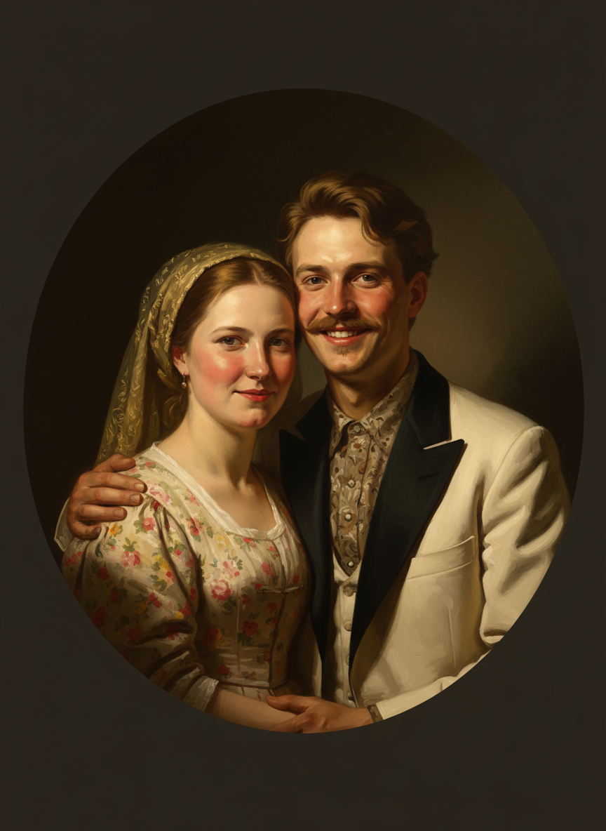 They are both intoxicated with happiness, Mother with a relaxed smile, Dad with a grin so large it pokes out from under the corners of his mustache.