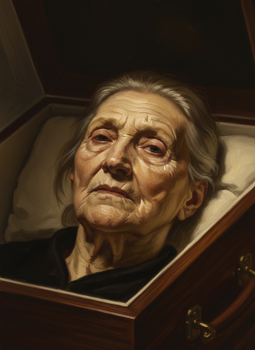 The embalmers hadn’t gotten her lips right—the gracious smile she’d worn like an iron mask had been stripped away.