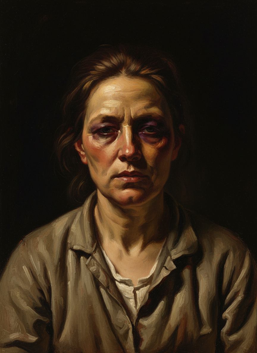 Then Dad lifted Mother from the station wagon and I saw her face—her eyes, hidden under dark circles the size of plums, and the swelling distorting her soft features, stretching some, compressing others.