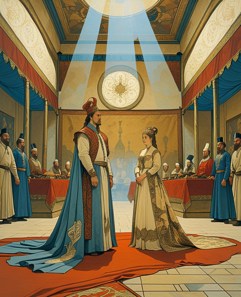 In place of these legendary lovers, the artist would paint the Khan and his Tatar beauty.