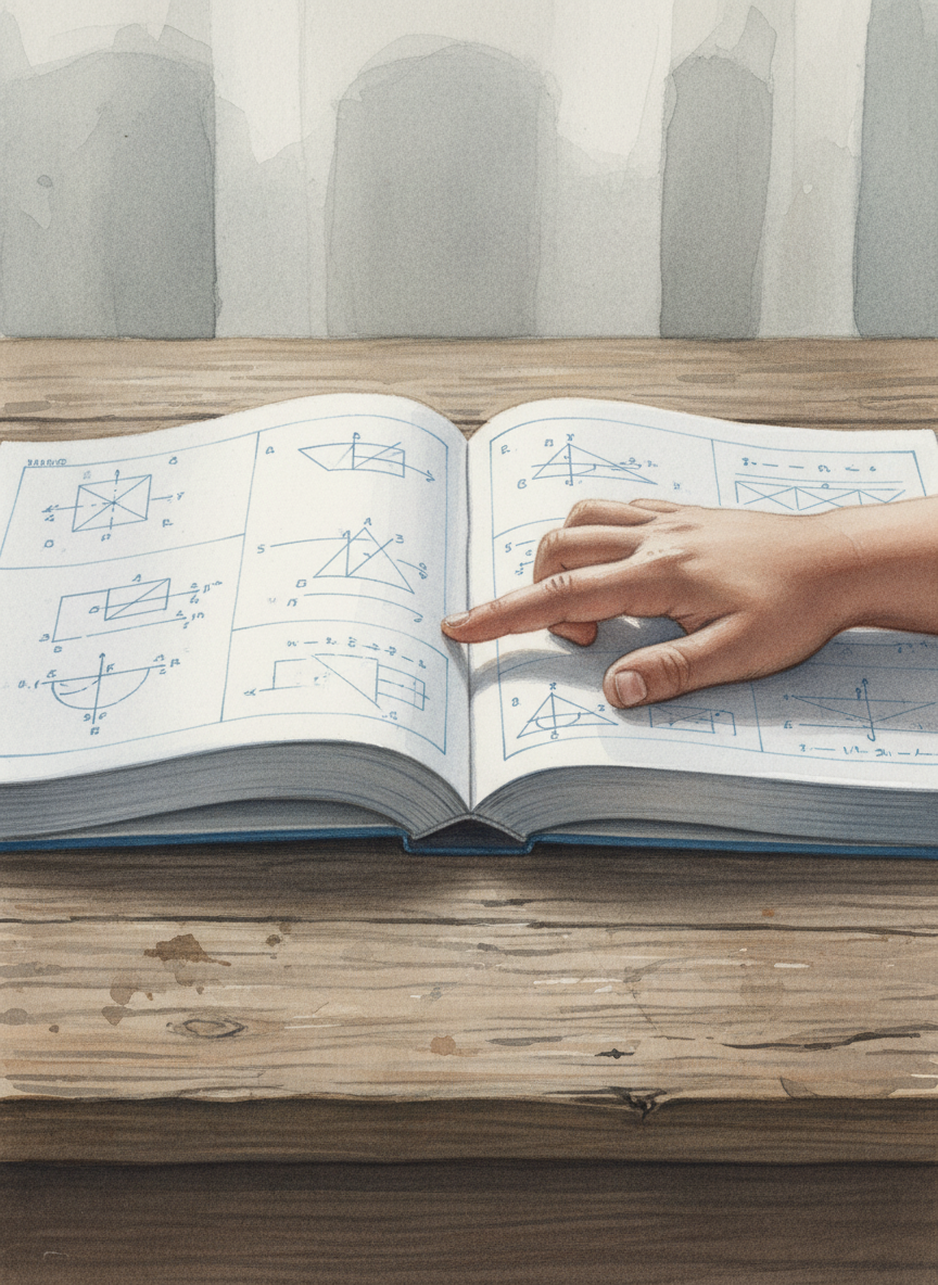 I have no idea what my siblings did when they did school, but when I did it I opened my math book and spent ten minutes turning pages, running my fingers down the center fold.
