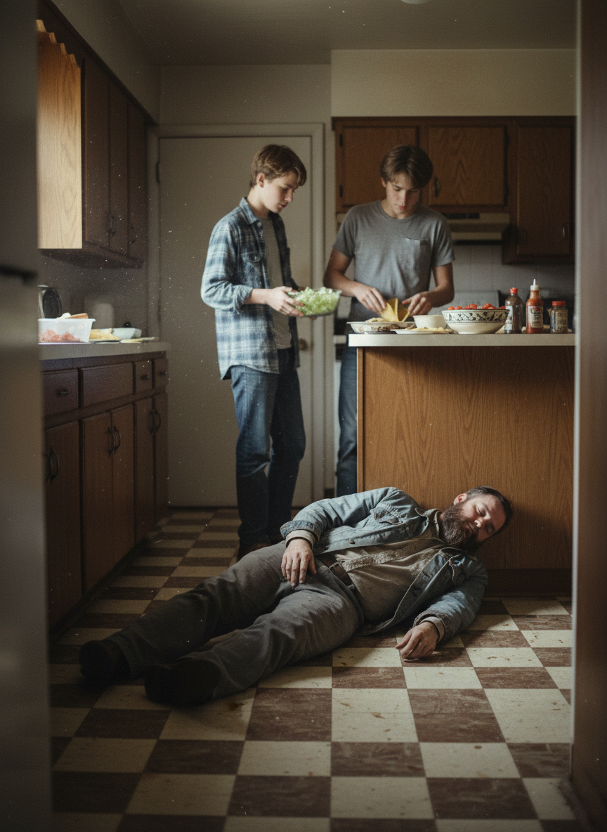 The boys would putter around the kitchen, dishing up seconds and thirds, and Dad would stretch himself out on the hard linoleum—because he was tired and needed to lie down, but was too dirty for Mother’s sofa—and begin his lecture about the Illuminati.