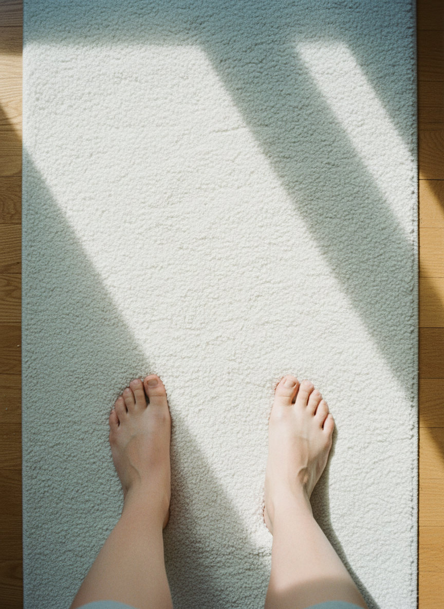 Alone in the hall I walked slowly, pausing with each step to let my toes sink into the carpet.