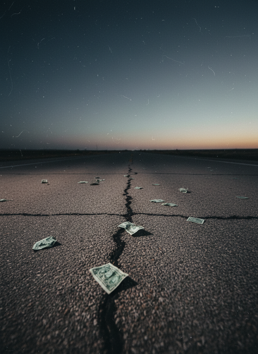 I imagined a world where green bills littered the highway like empty soda cans.