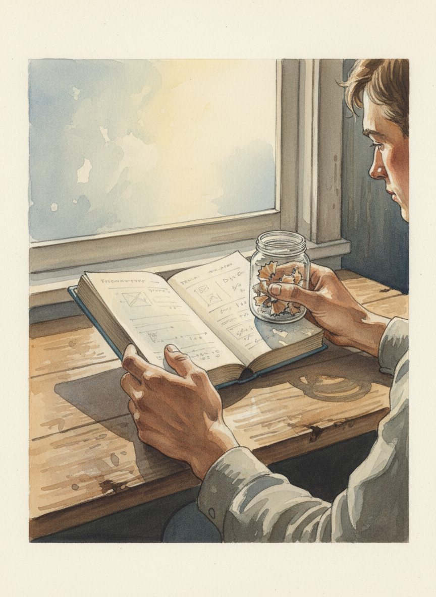 But I’ve always supposed it was the music in his head, some hopeful tune the rest of us couldn’t hear, the same secret melody he’d been humming when he bought that trigonometry book, or saved all those pencil shavings.
