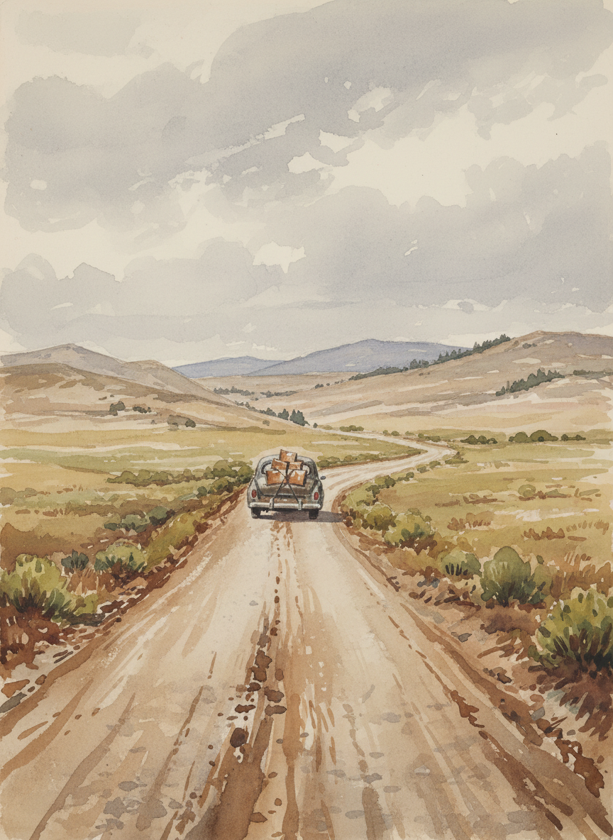 I remembered the day he left, how strange it was to see his car bumping down the hill loaded with boxes.