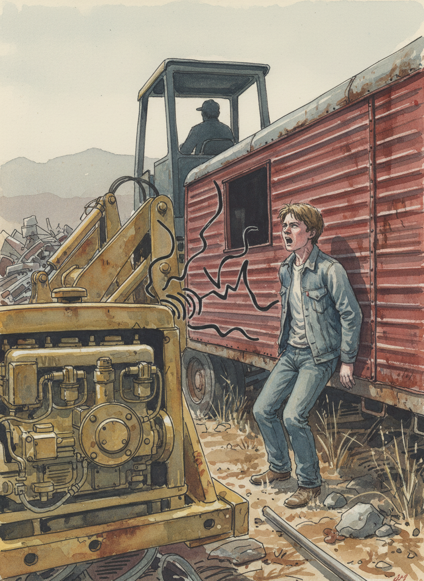I shouted, only the growl of the loader’s engine was too loud.