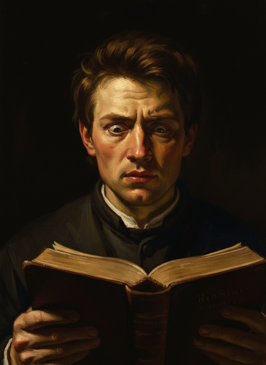 He picked up his Bible and his eyes twitched as they jumped from line to line.