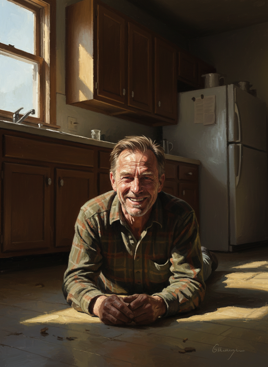 Dad lay on the kitchen floor cracking jokes about an ordinance that had recently passed in our little farming village.
