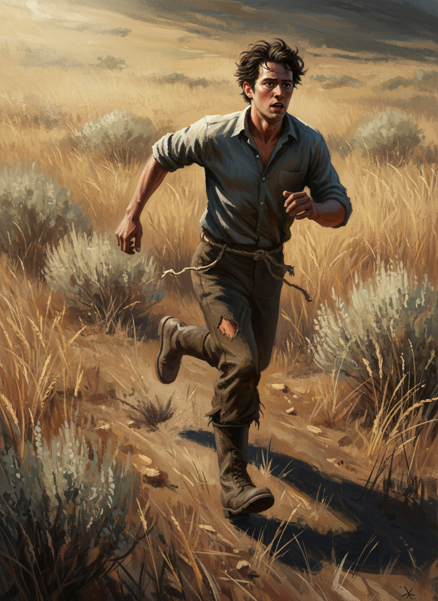 Luke might have severed the twine and hacked through the boots in a matter of seconds, but he went mad with panic and took off, dashing like a marked buck, spreading fire through the sagebrush and wheat grass, which were baked and brittle from the parched summer.
