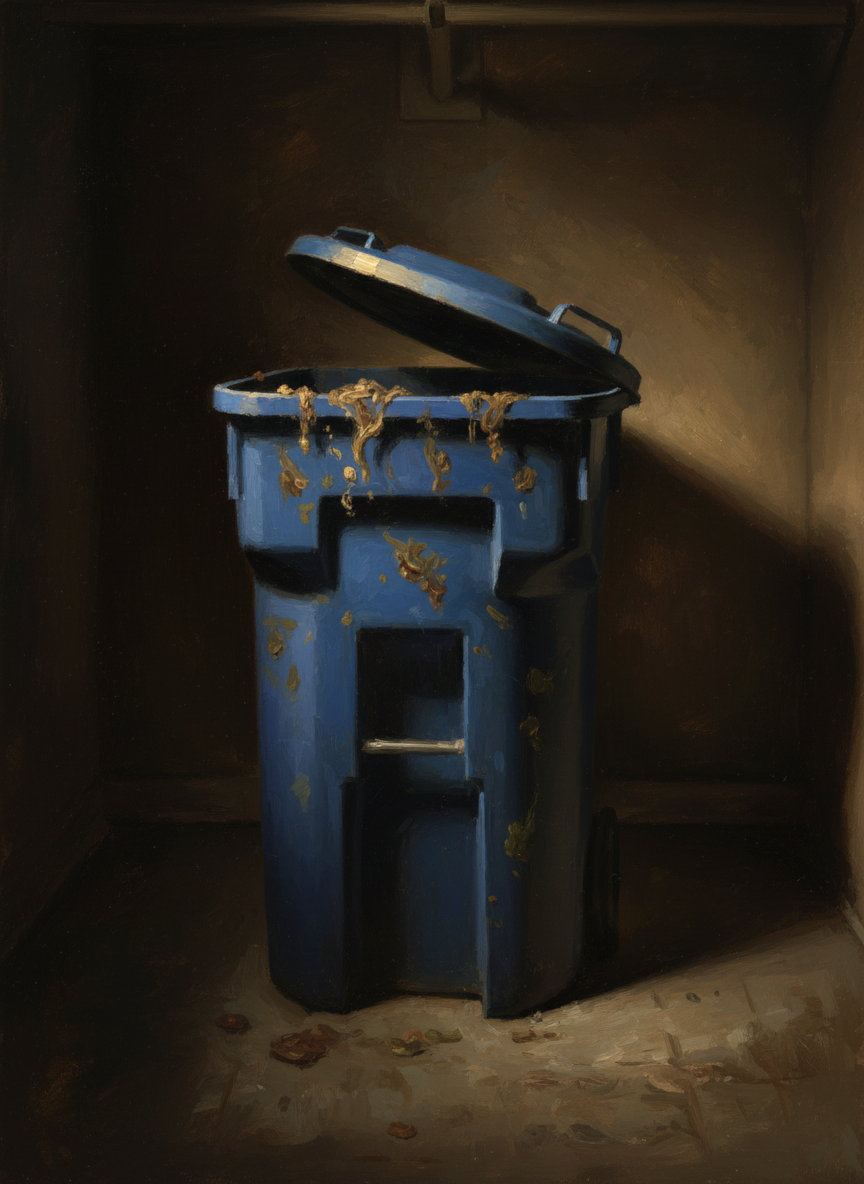 It was splattered with bits of rotted food, so rank we kept it shut away in a closet.