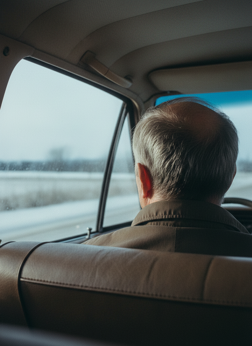 I stared at the gray hairs on the back of Dad’s head.