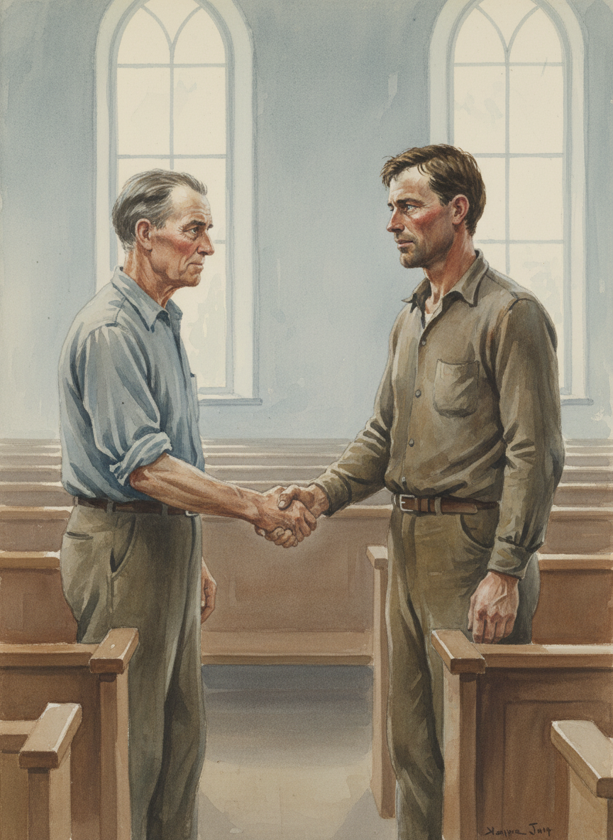 Dad looked at him for a moment, then his eyes began to shine and he shook Papa Jay’s hand like they were old friends.