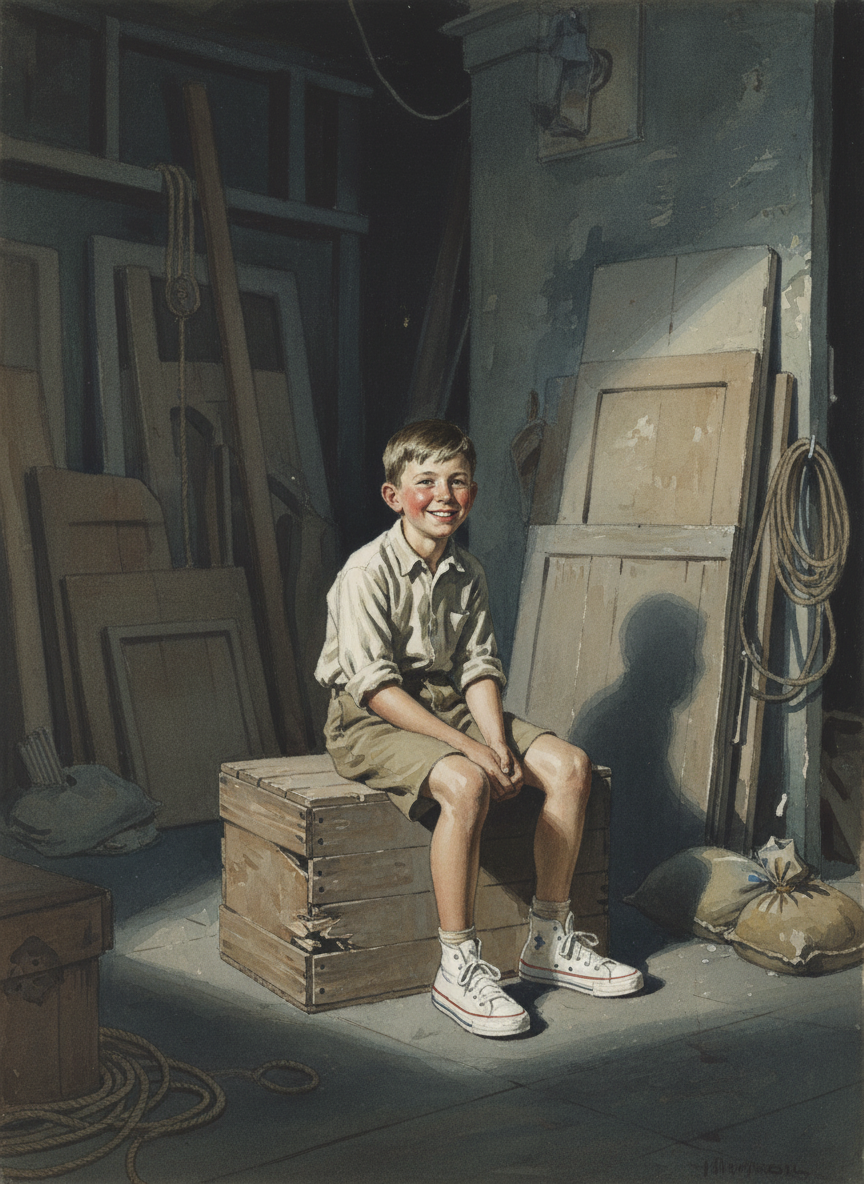 Then one night, when I was wandering alone in the dark wings backstage, I turned a corner and found him sitting on the wooden crate that was a favorite haunt of mine.