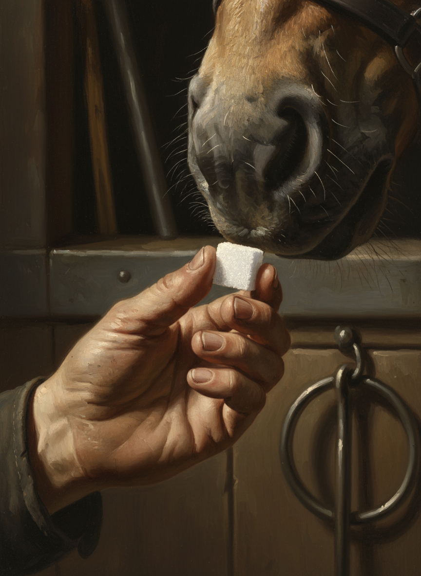 The horse smelled the sugar, and the prickles from his chin tickled my fingers until I opened my palm.