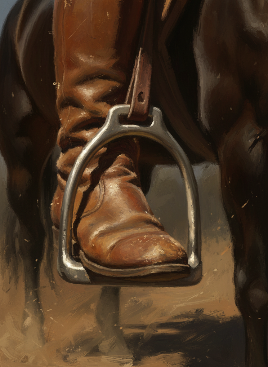 My foot slipped through a stirrup up to my calf.