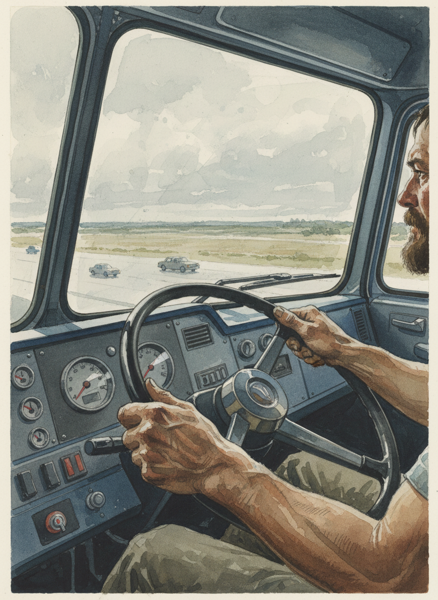 Shawn drove for days with little sleep, navigating our fifty-foot trailer as if it were his own arm.