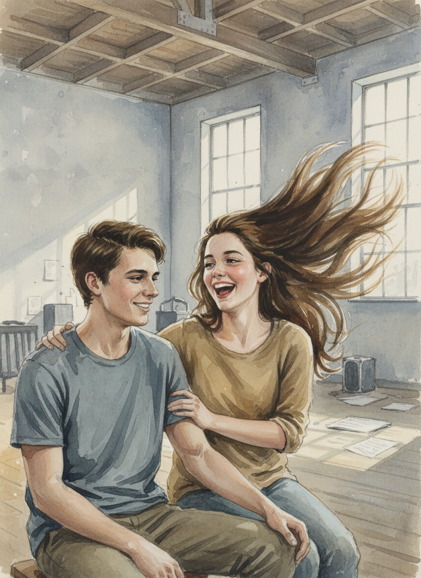 At the first rehearsal she came and sat next to him, laying her hand on his arm, laughing and tossing her hair.