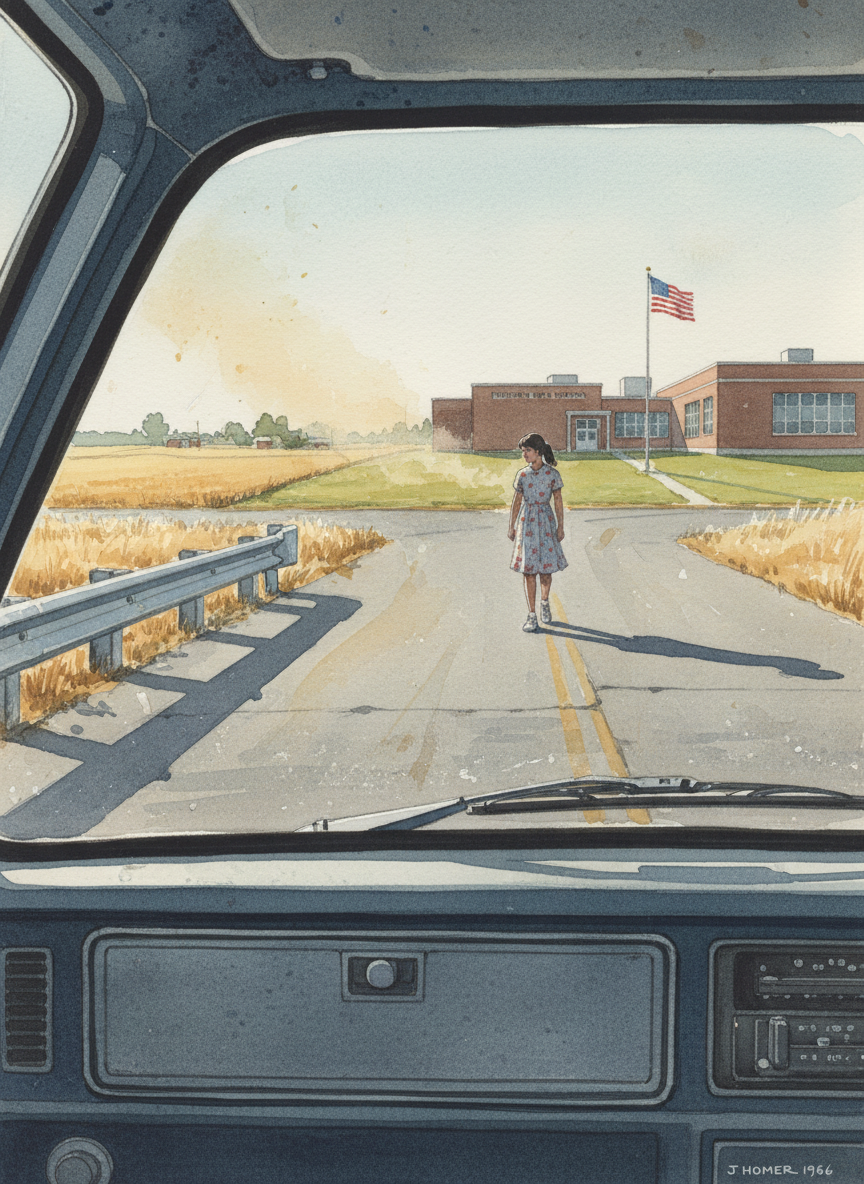 He’d pull over on the highway and watch her from a distance, too far for her to come over, but not so far that she wouldn’t see him.