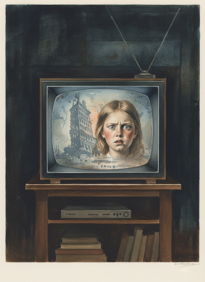 Then I watched as planes sank into them, and I stared, bewildered, at the TV as the unimaginably tall structures swayed, then buckled.