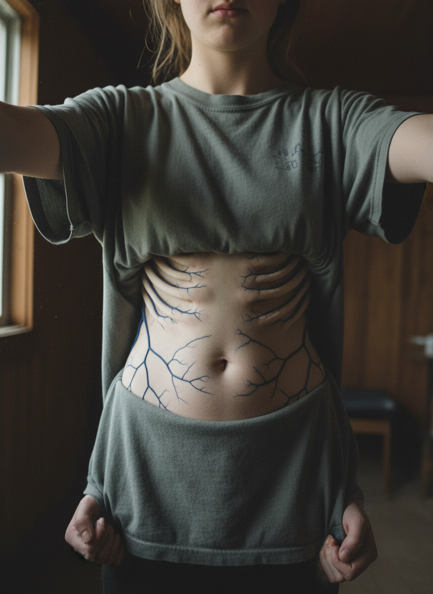 My body was changing, bloating, swelling, stretching, bulging.