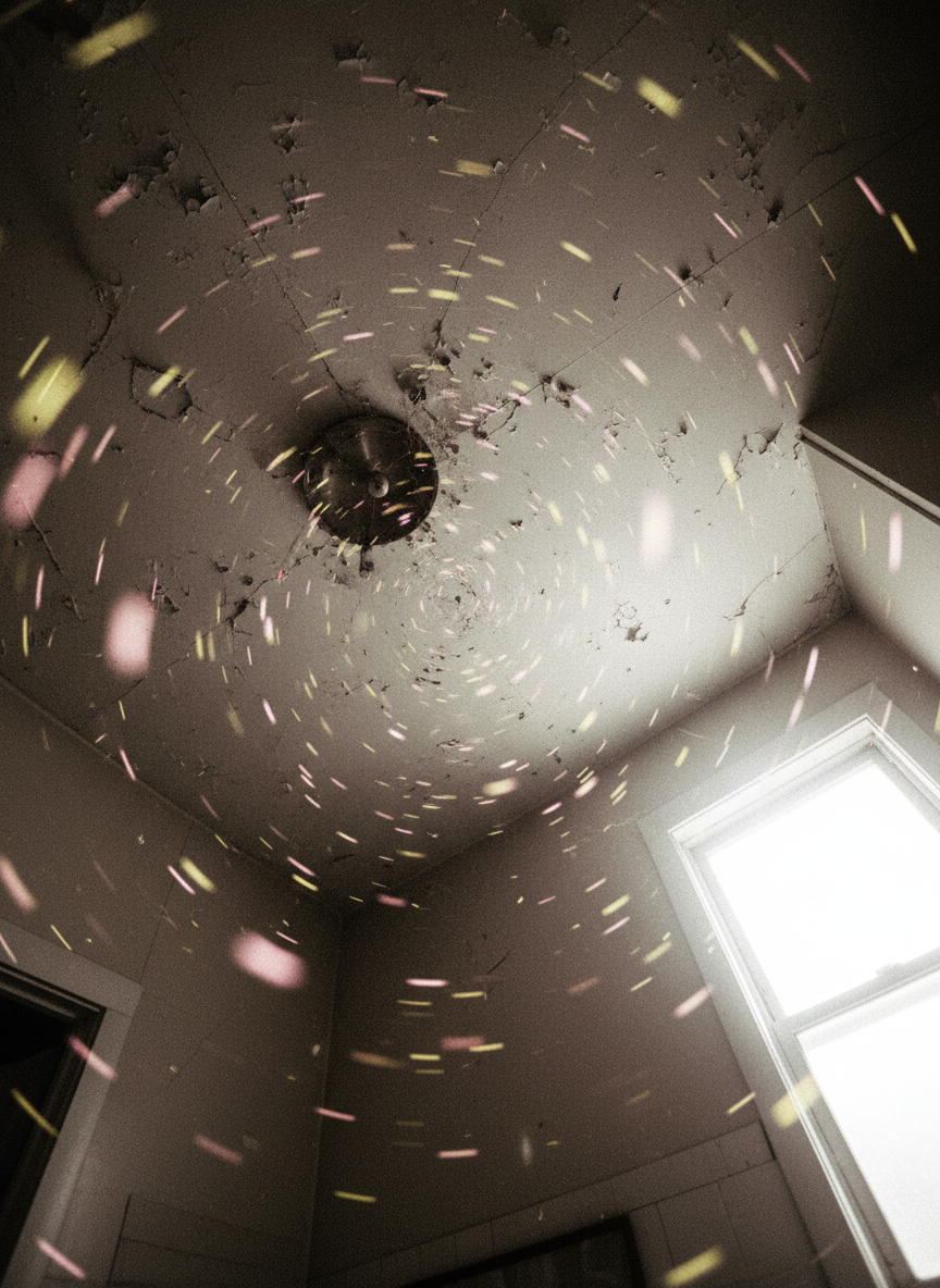 The kitchen was spinning; strange flecks of pink and yellow drifted before my eyes.