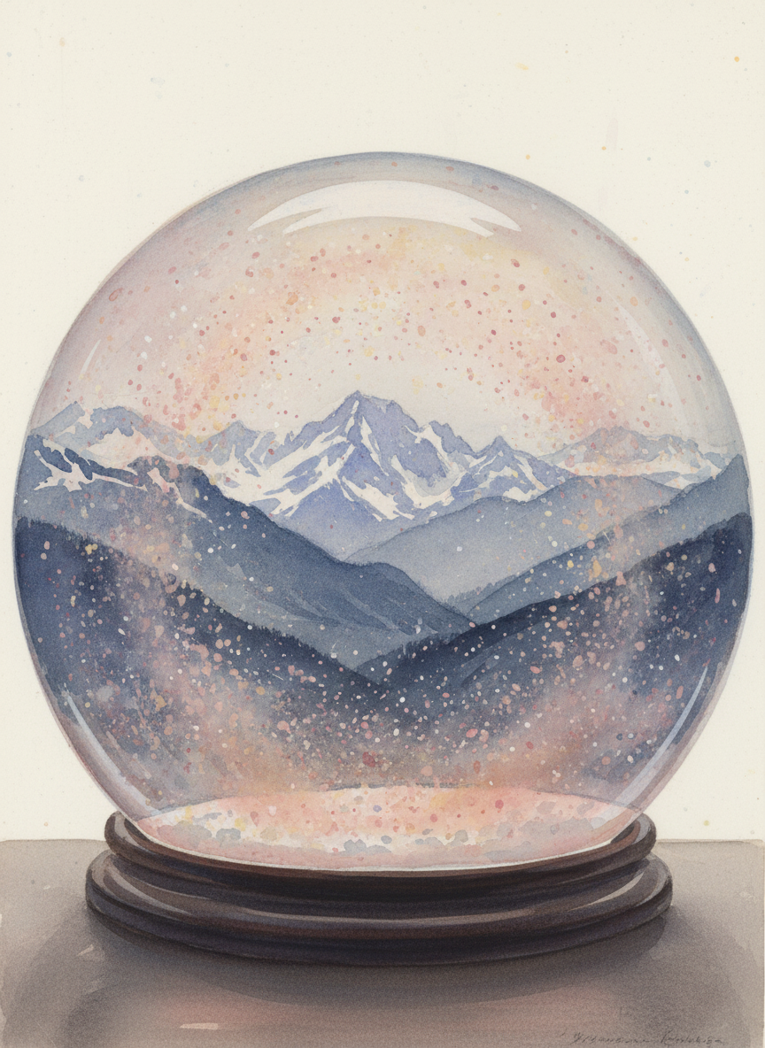 There were now so many pink and yellow specks in my vision, it was as if I were inside a snow globe.
