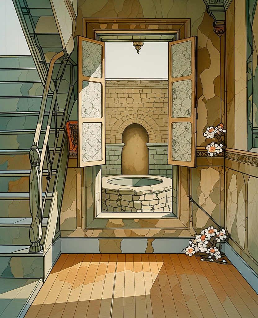 I crossed to the room beside the staircase, the one with the always-closed window that looked out onto the well.