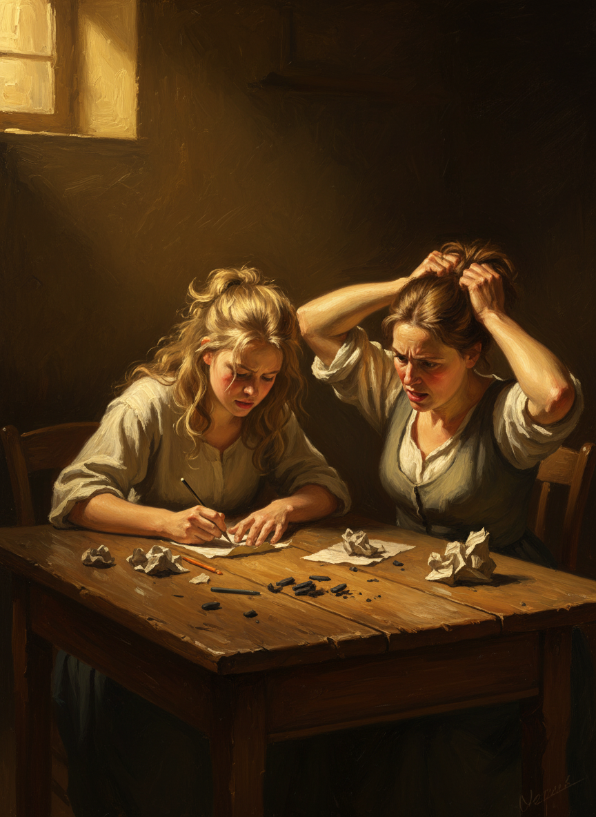 She set aside an evening, and the two of us sat at the kitchen table, scratching at bits of paper and tugging our hair.