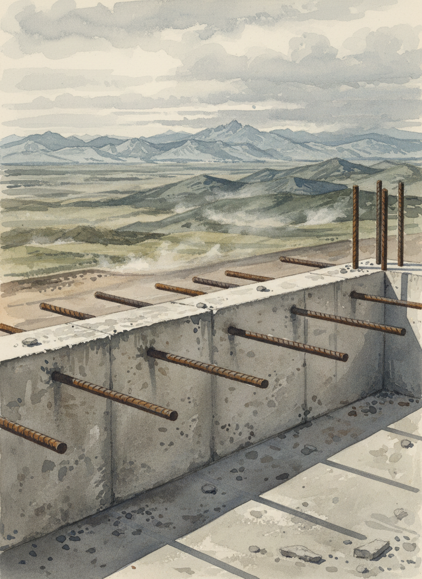 Twelve feet below him was a half-finished concrete wall, with rebar jutting outward like blunt skewers.
