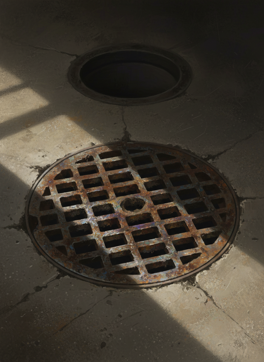 Luke remembers the pallet, but substitutes a metal drain, with the grating removed, in place of the rebar.