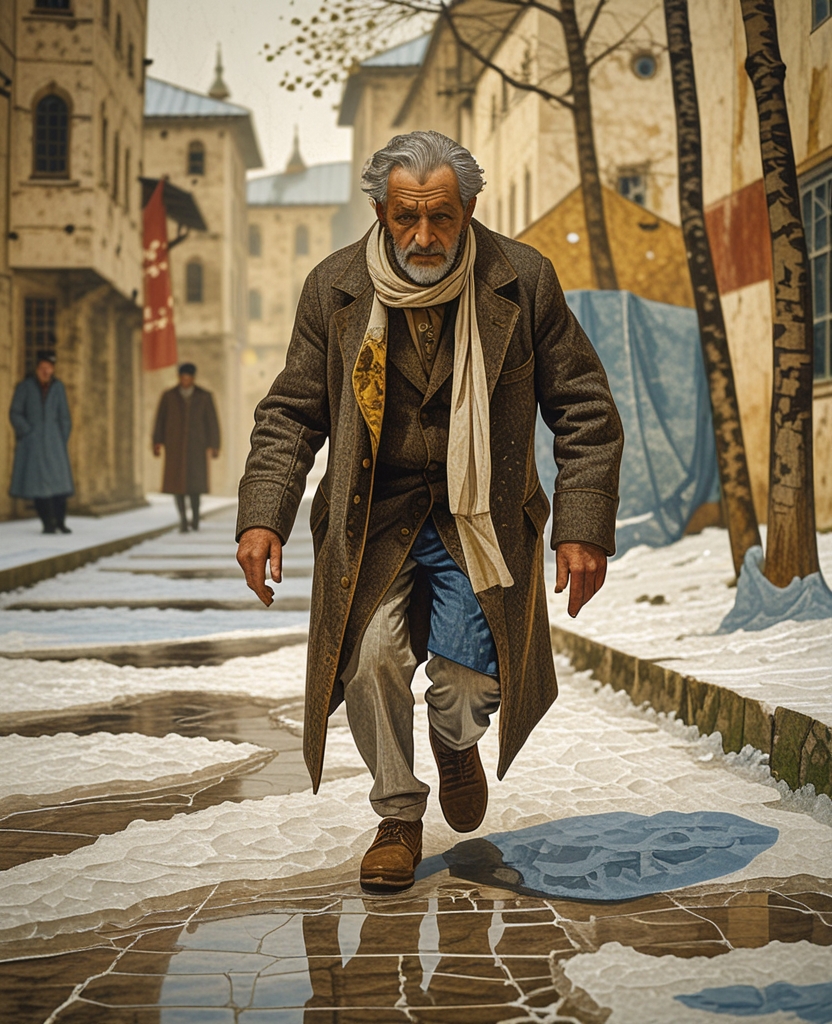 I walked for a long time, taking the cautious steps of an aging man trying not to slip and fall on the ice.