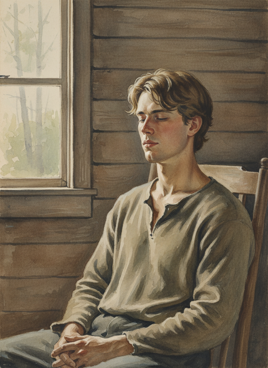 His eyes were closed, his jaw slackened, as if he were listening to seraphic voices.