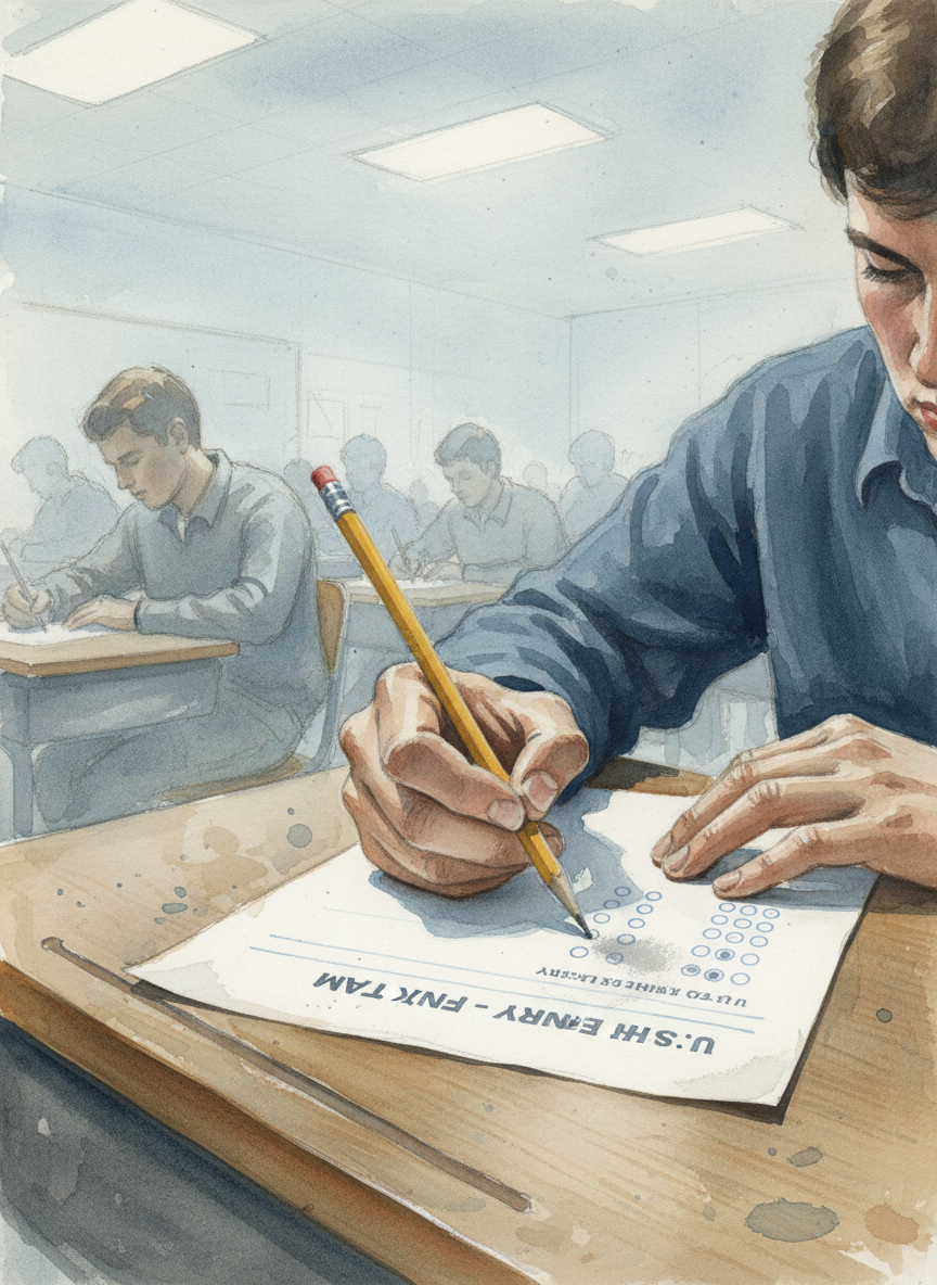 The noise was unbelievable, yet I seemed to be the only person who heard it, who couldn’t divert her attention from the rustle of turning pages and the scratch of pencils on paper.